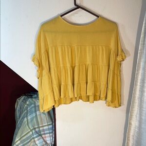 Mustard‎ Yellow Ruffled Women's Top Alter’d State M